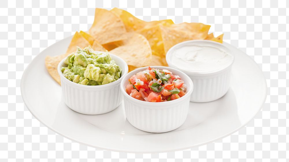 Tortilla chips png guacamole sticker, Mexican food image, transparent background