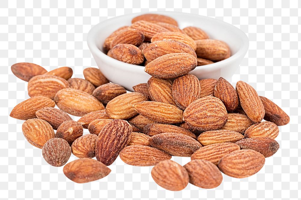 Organic almonds png sticker, healthy snacks image, transparent background