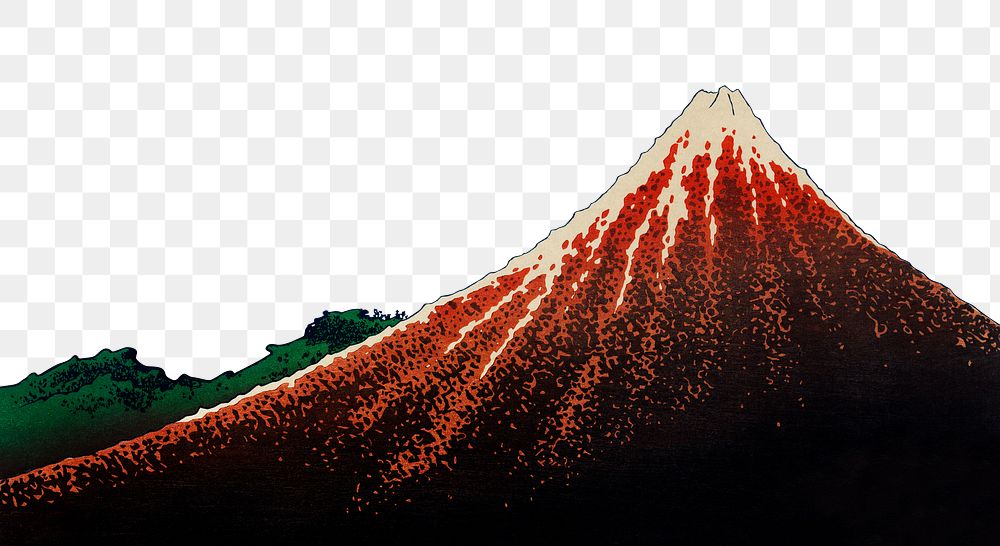 Png Hokusai's Sanka Hakuu border sticker, transparent background remixed by rawpixel 