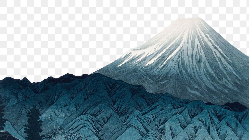 Png Mount Fuji's Hiroaki Takahashi border sticker, transparent background remixed by rawpixel 