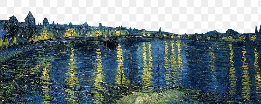 Png Van Gogh's Starry Night border sticker, transparent background remixed by rawpixel 