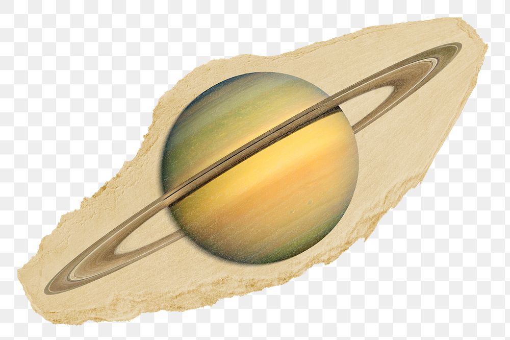  Saturn png sticker, ripped paper border collage element, transparent background