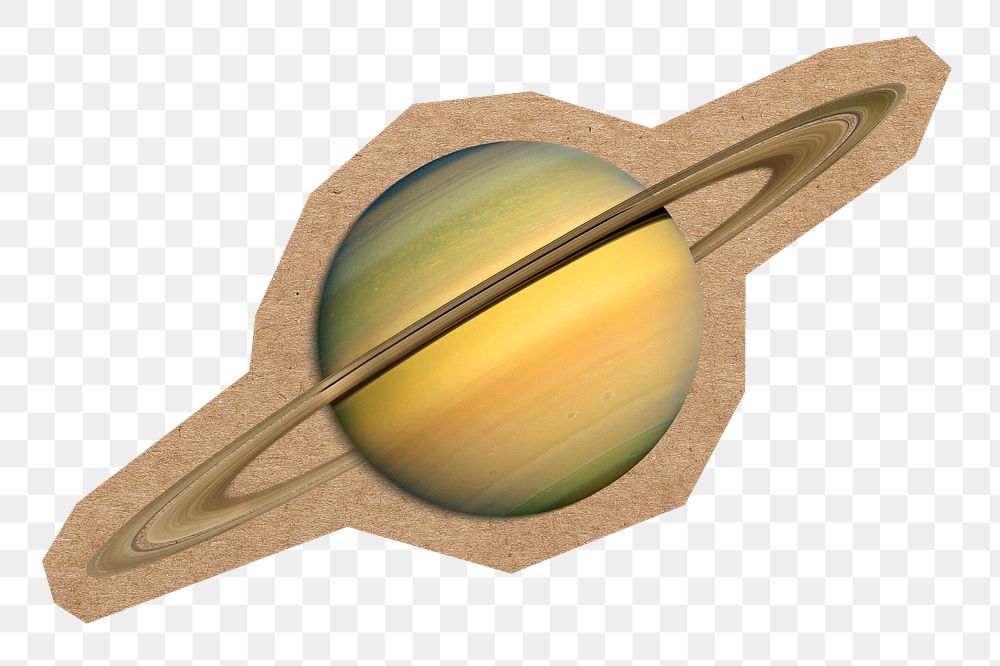 Saturn png sticker, paper border collage element, transparent background