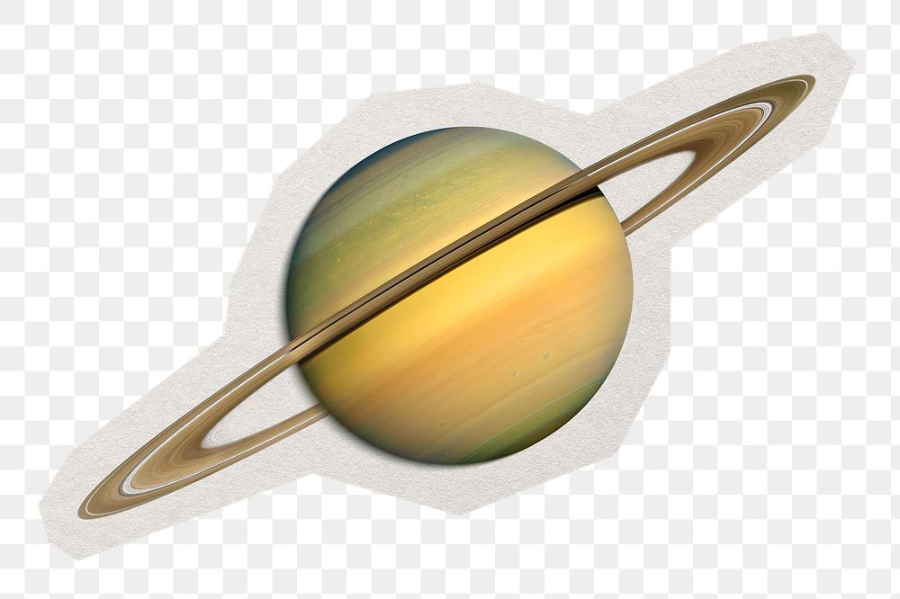 Saturn png sticker, paper border collage element, transparent background