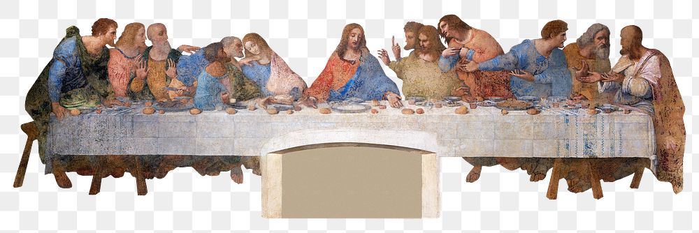 Png the last supper sticker, da Vinci-inspired artwork, transparent background, remixed by rawpixel