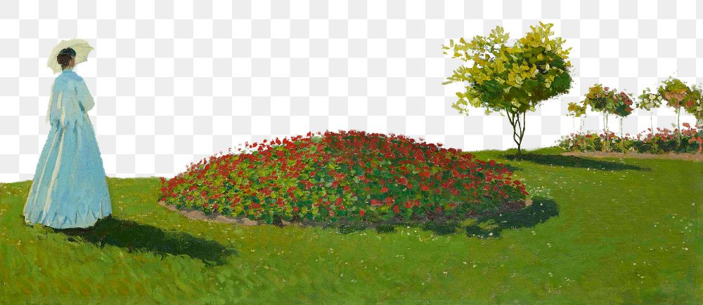 Png Monet's Woman in the Garden border sticker, transparent background remixed by rawpixel 