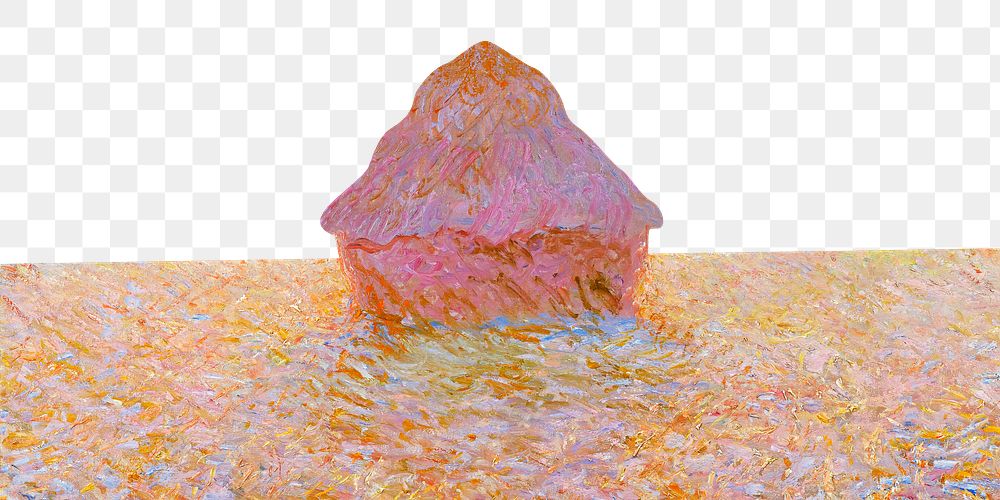 Monet landscape png border, Grainstack, transparent background, remixed by rawpixel.
