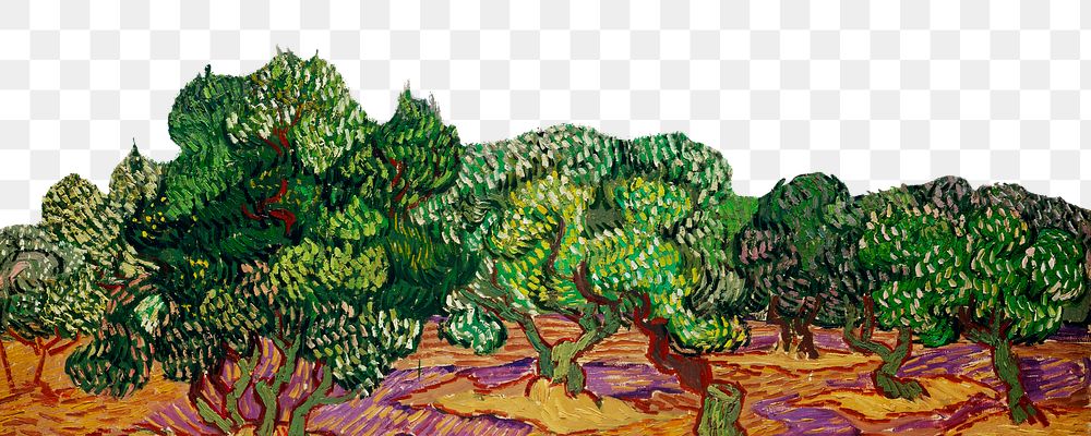 Png Van Gogh's Olive Trees border sticker, transparent background remixed by rawpixel 