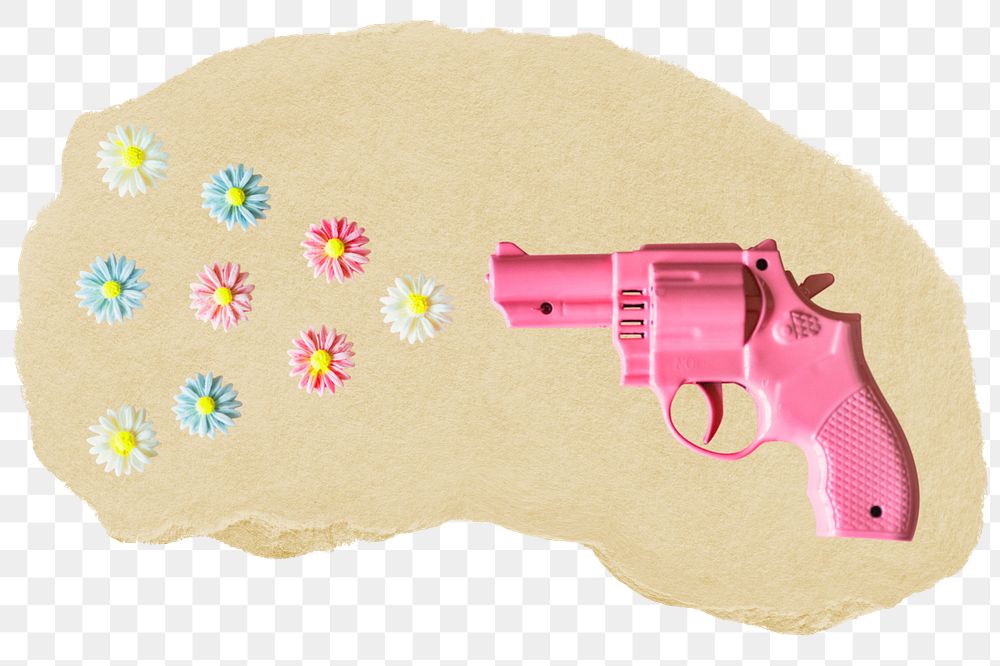 Toy gun png sticker, object torn paper, transparent background