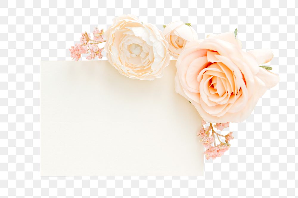 Floral paper card png sticker, transparent background