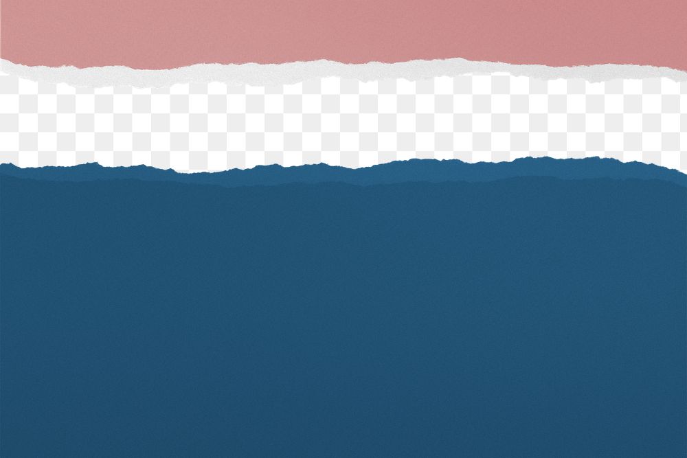 Blue & pink png border, torn paper design, transparent background
