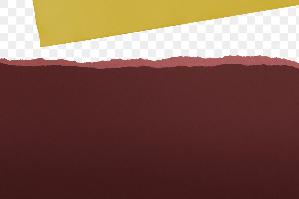 Red & yellow png border, torn paper design, transparent background