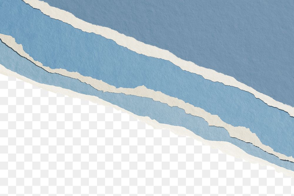 Blue shades png border, torn paper design, transparent background