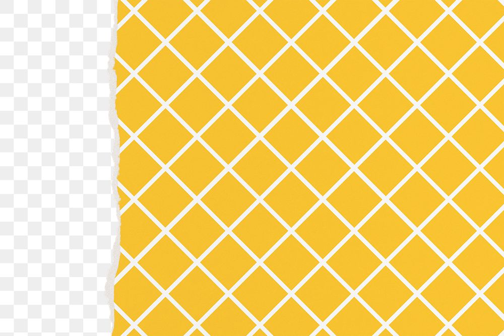 Yellow pattern png border, torn paper design, transparent background