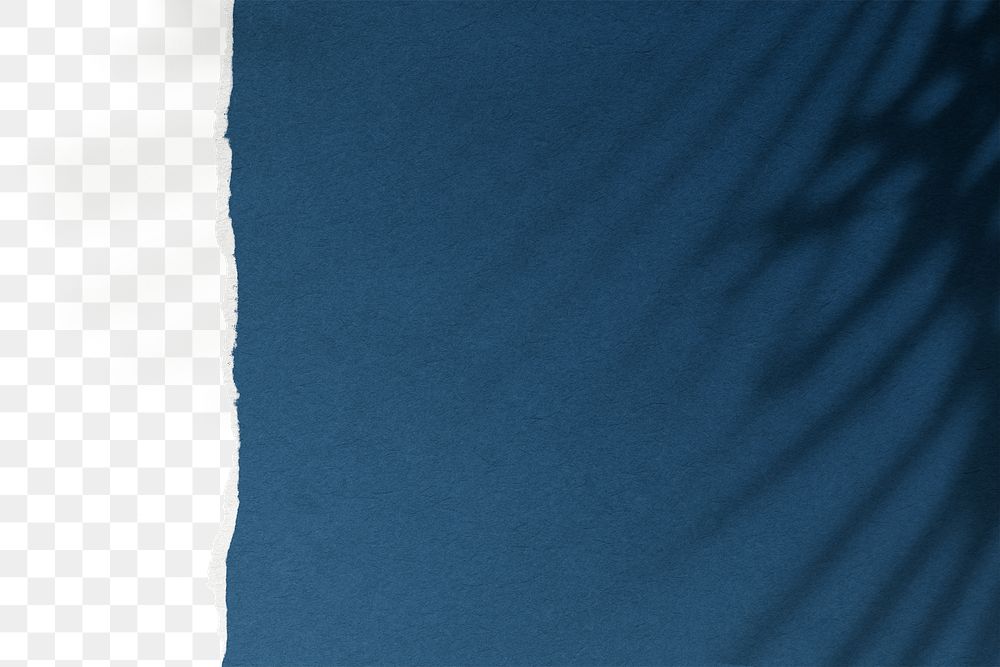 Deep blue png border, torn paper design, transparent background