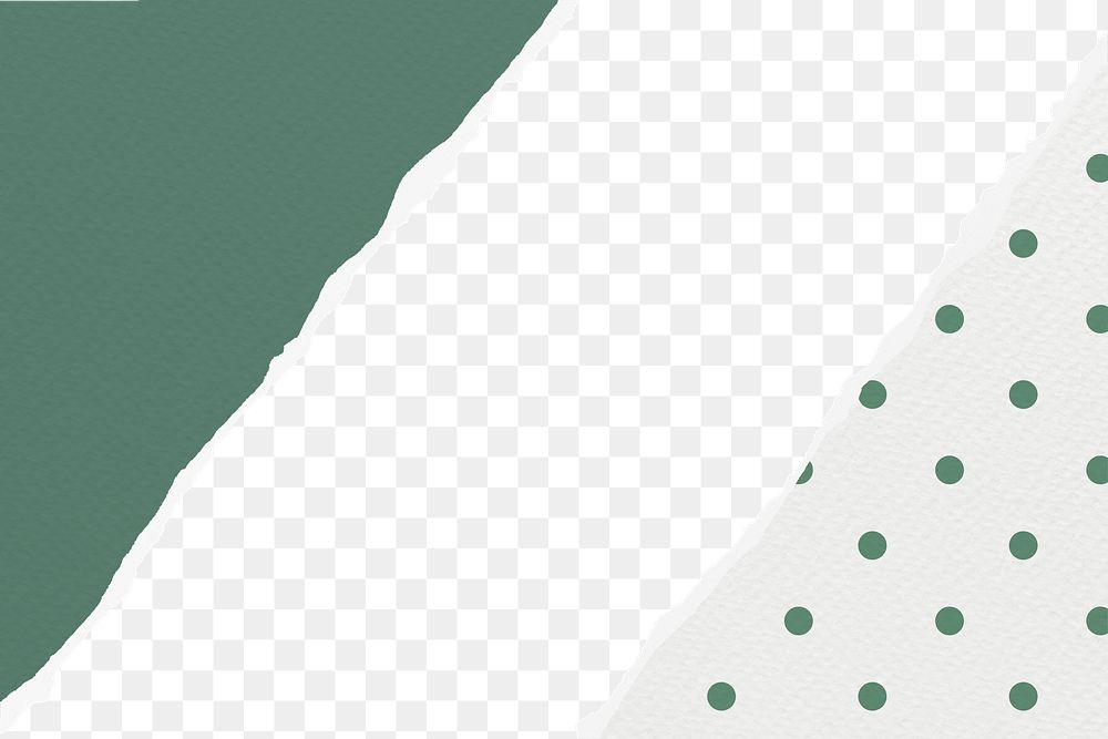 Green png border, torn paper design, transparent background