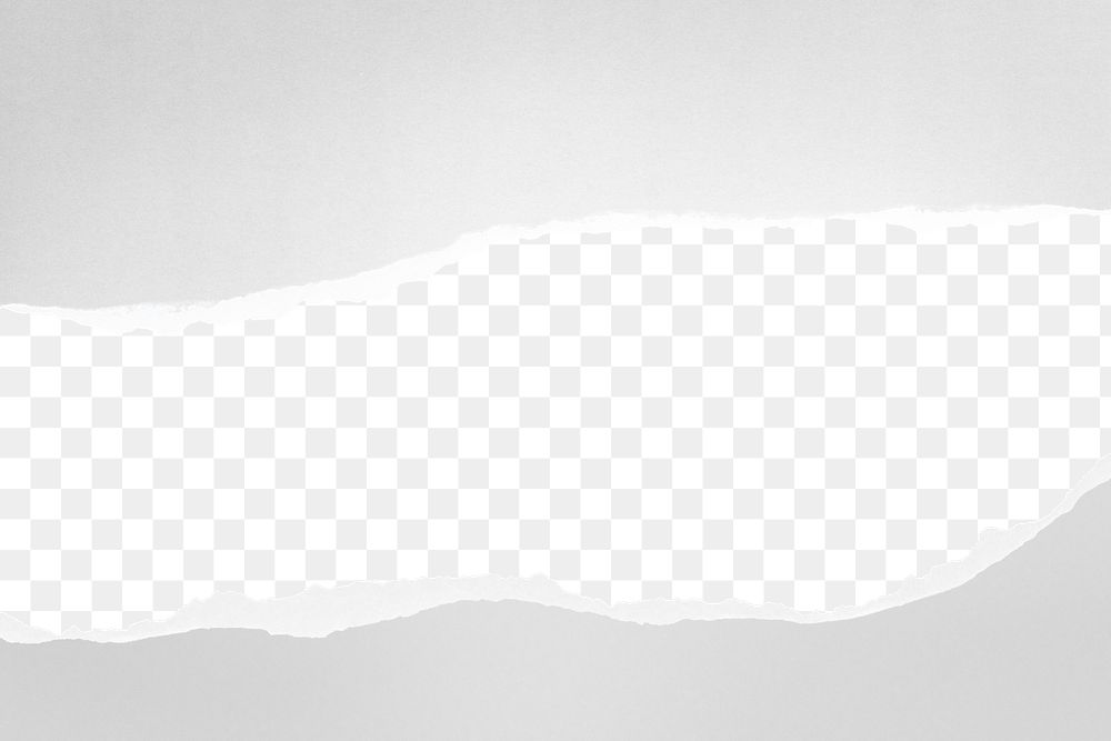 Gray png border, torn paper design, transparent background