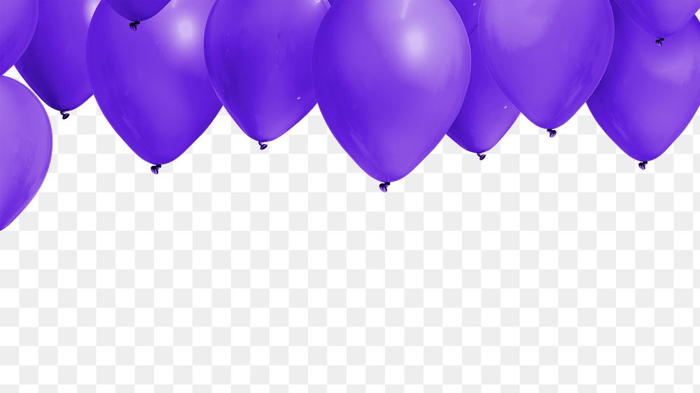 Purple balloon png border, transparent background