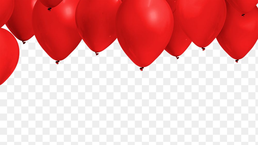 Red balloon png border, transparent background