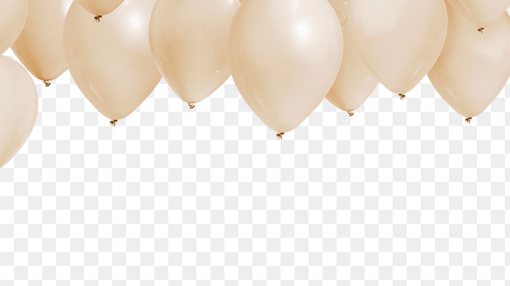 Beige balloon png border, transparent background