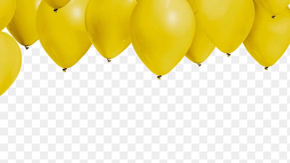 Yellow balloon png border, transparent background