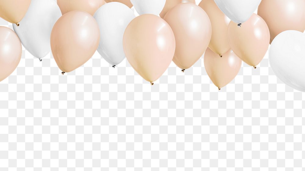 Beige balloon png border, transparent background