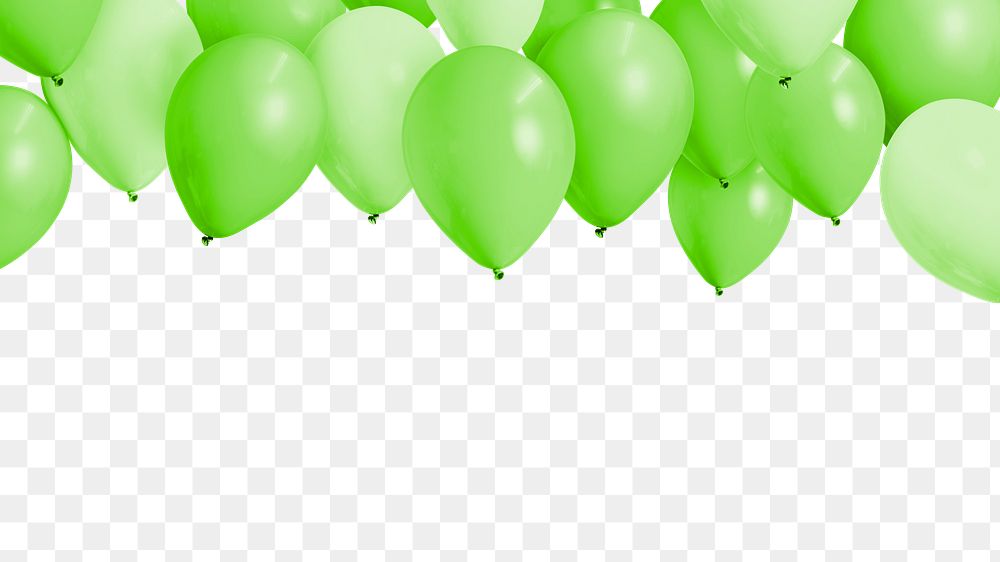 Green balloon png border, transparent background