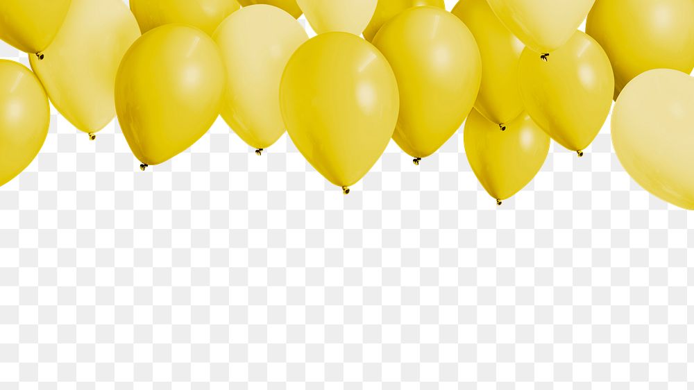 Yellow balloon png border, transparent background