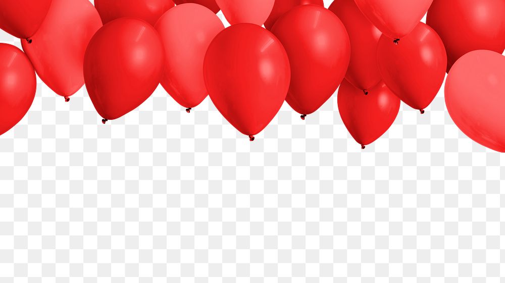 Red balloon png border, transparent background