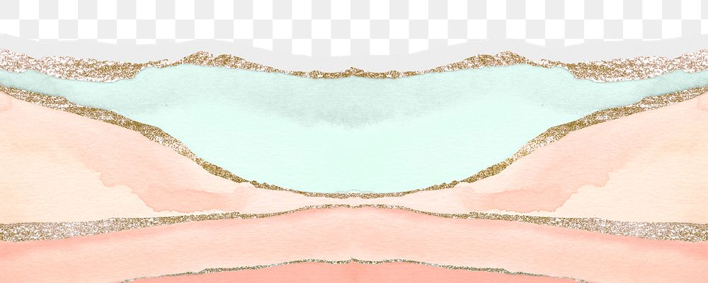 Abstract pastel watercolor png border, torn paper design, transparent background