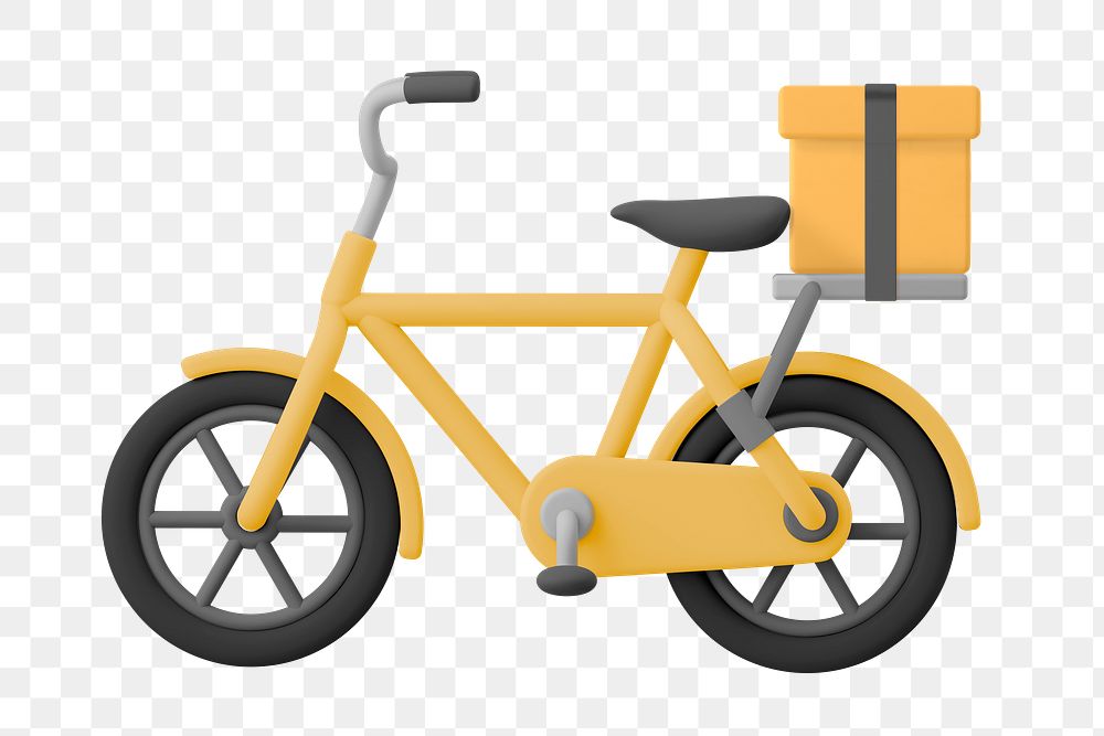 Food delivery png bicycle, 3D vehicle illustration on transparent background