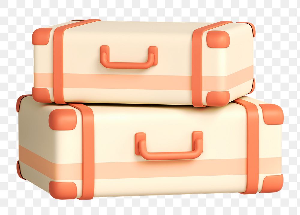 Luggage png sticker, travel accessory 3D cartoon transparent background