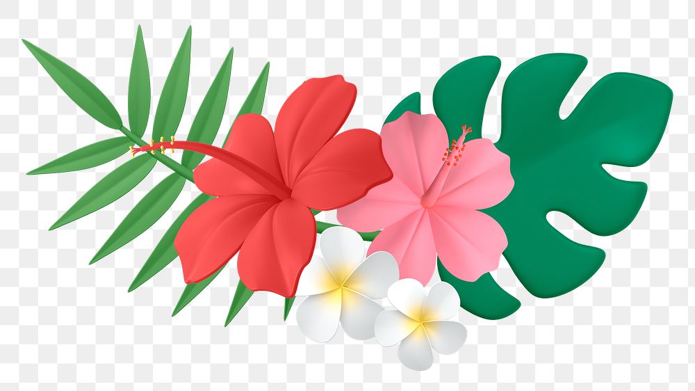 Flower png sticker, botanical 3D cartoon transparent background