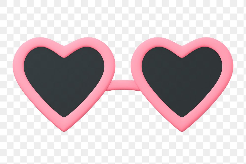 Heart sunglasses png sticker, accessory 3D cartoon transparent background