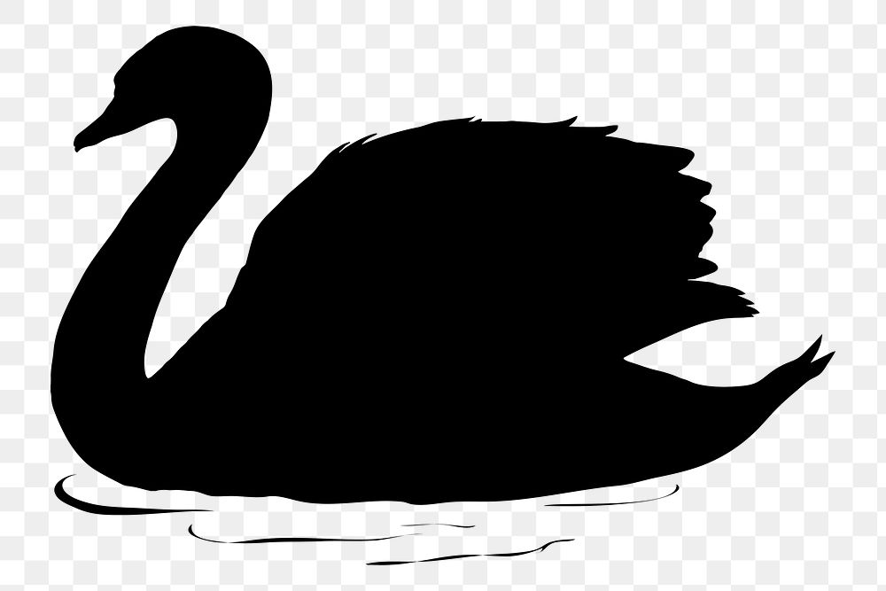 Duck png silhouette, swimming illustration sticker, transparent background