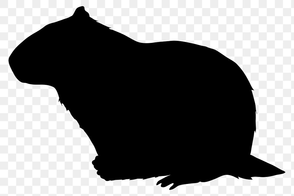 Beaver silhouette png illustration, black animal sticker, transparent background