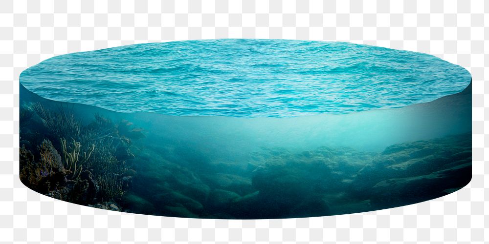 Deep sea png cylinder disc collage element, transparent background