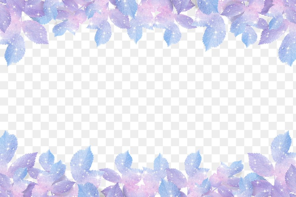 Holographic leaf png border frame, transparent background