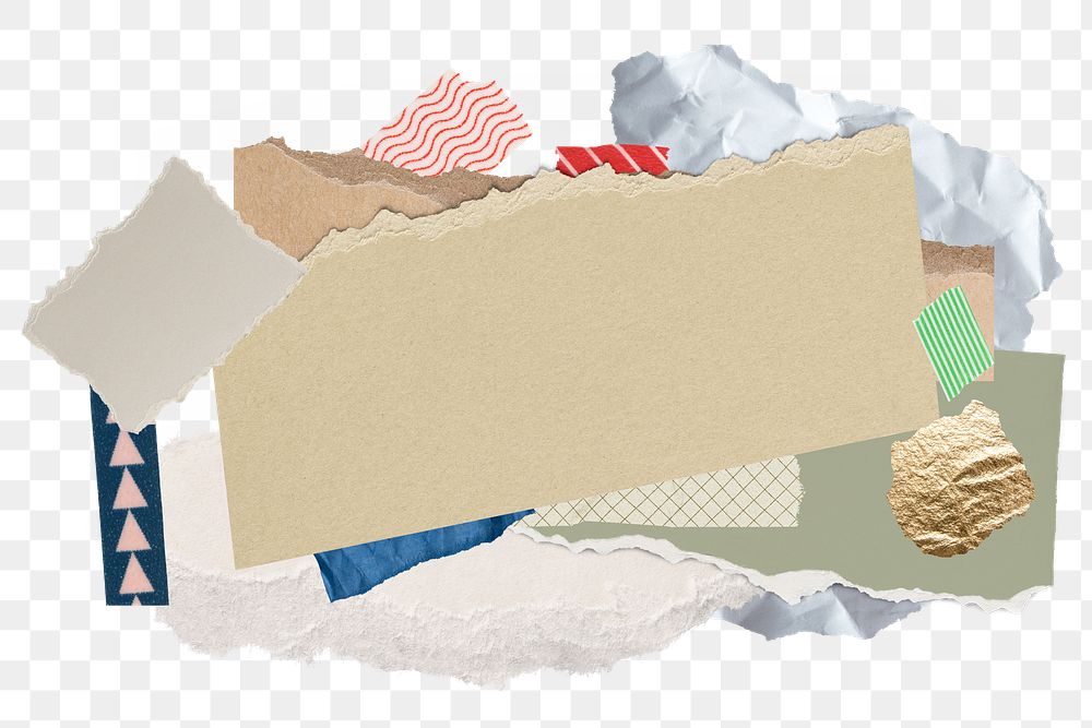 Ripped papers png collage frame sticker, transparent background