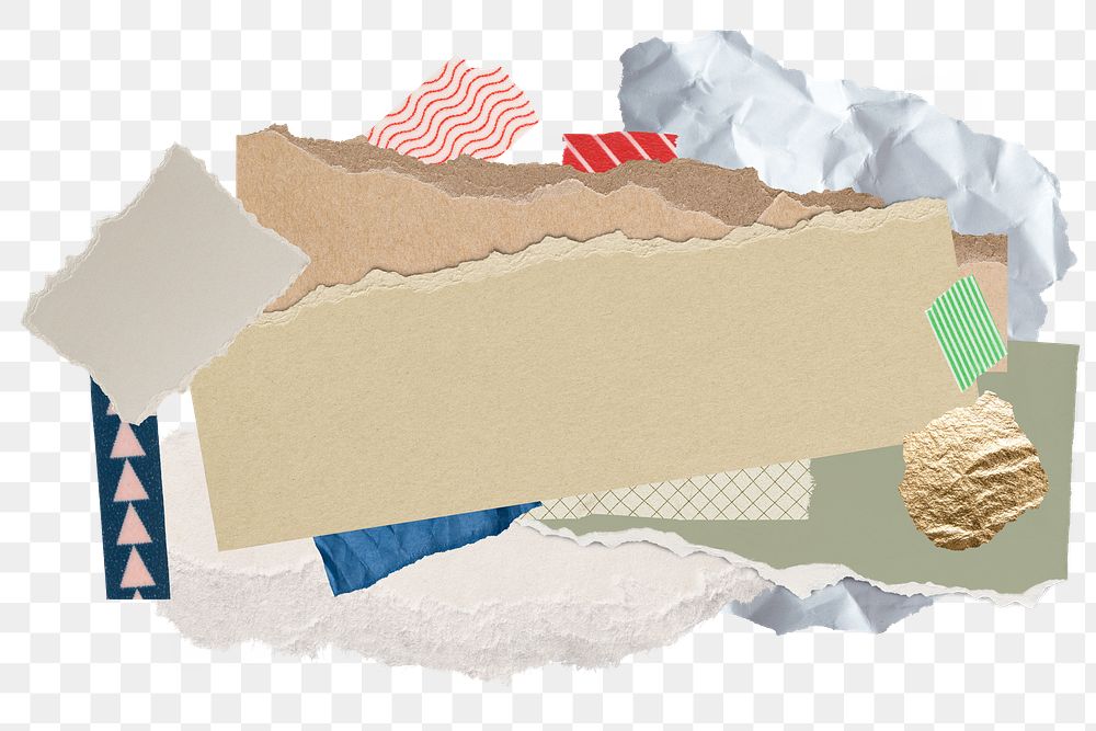 Ripped papers png collage frame sticker, transparent background