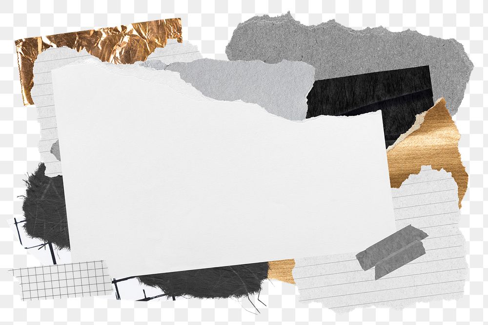 Ripped papers png collage frame sticker, transparent background