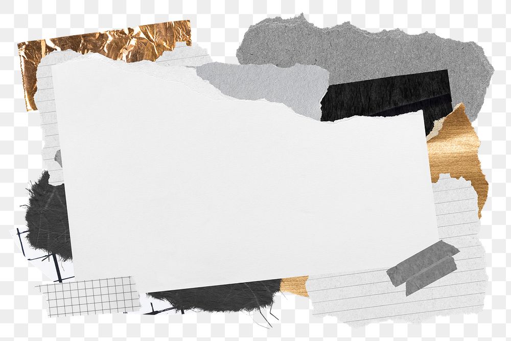 Ripped papers png collage frame sticker, transparent background