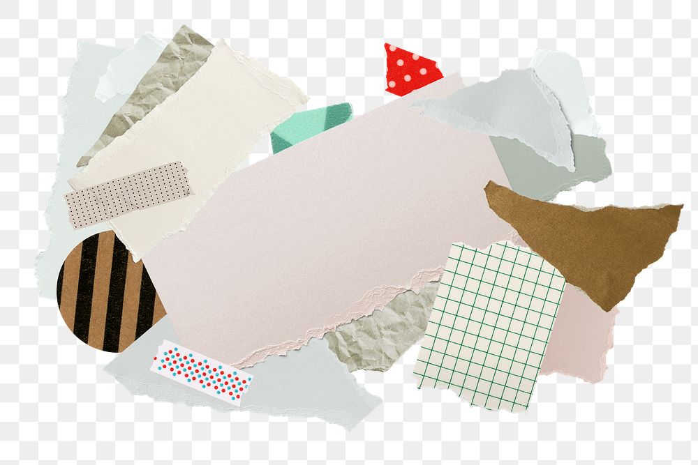 Aesthetic paper craft png frame sticker, transparent background