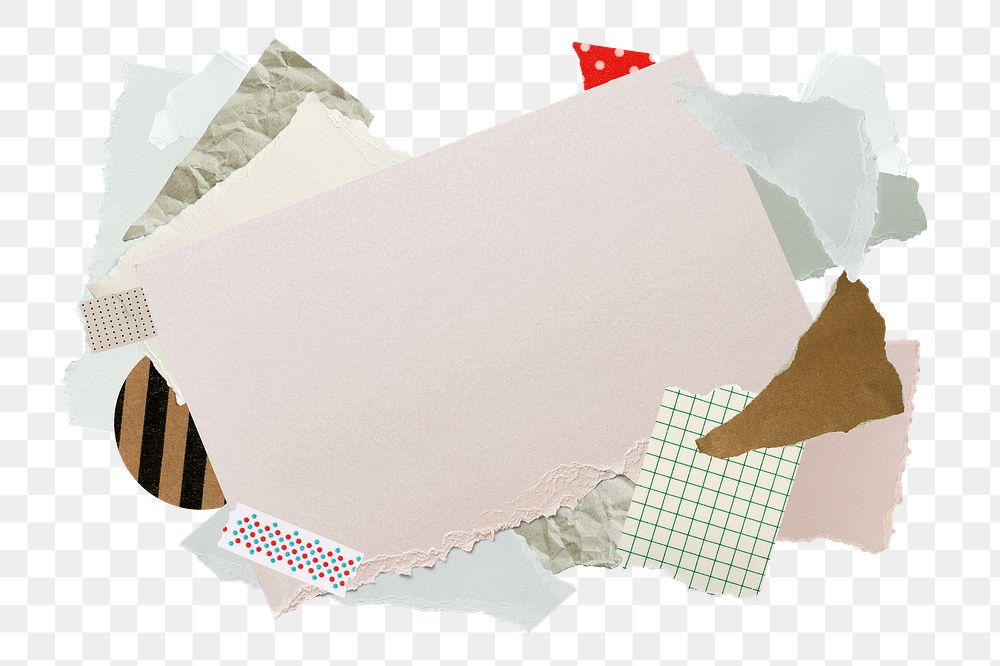 Aesthetic paper craft png frame sticker, transparent background