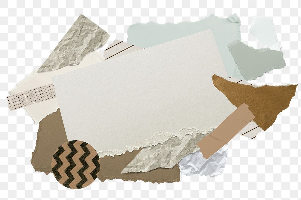 Aesthetic paper craft png frame sticker, transparent background