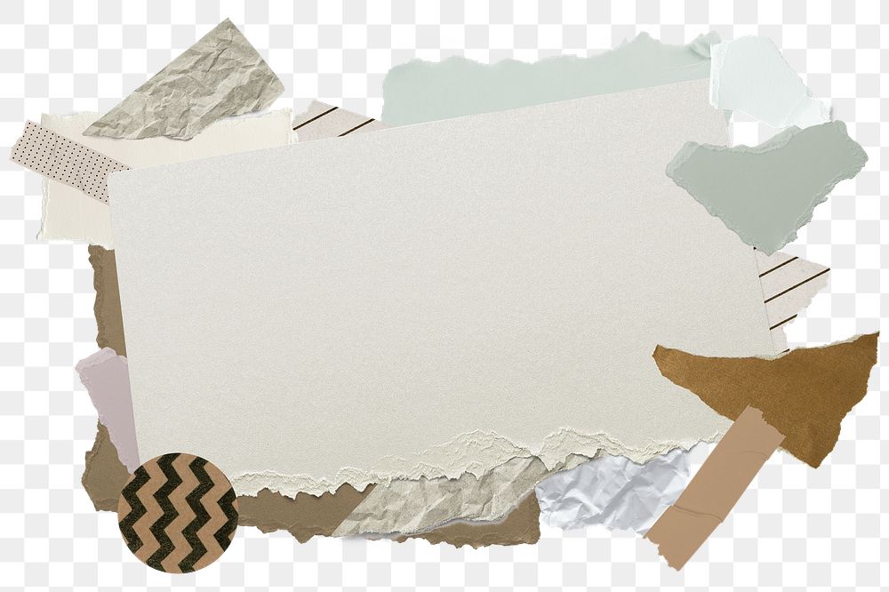 Aesthetic paper craft png frame sticker, transparent background