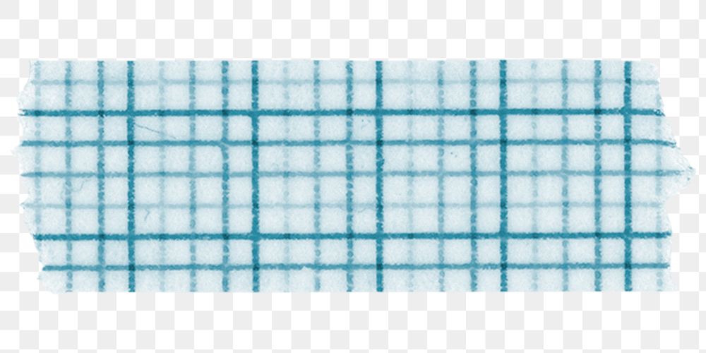 Washi tape png blue grid sticker, journal collage element, transparent background