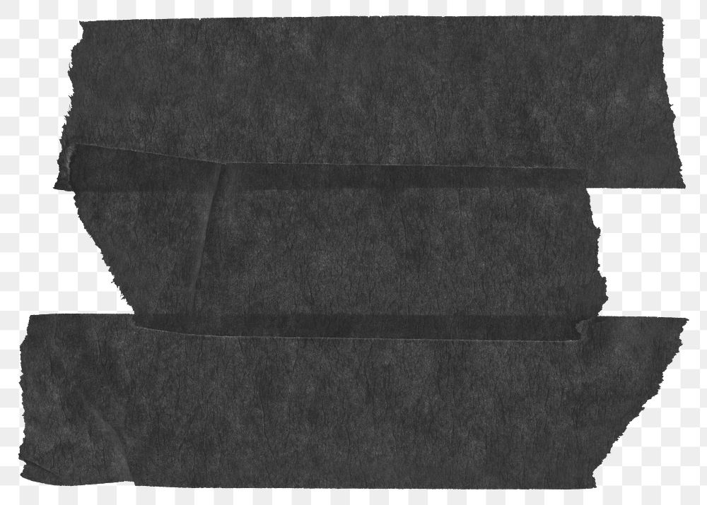 Png black washi tape sticker, journal collage element, transparent background