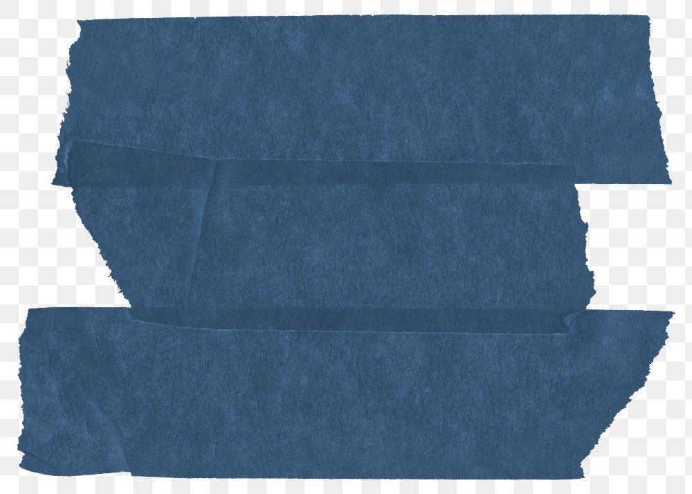 Blue washi png tape sticker, journal collage element, transparent background
