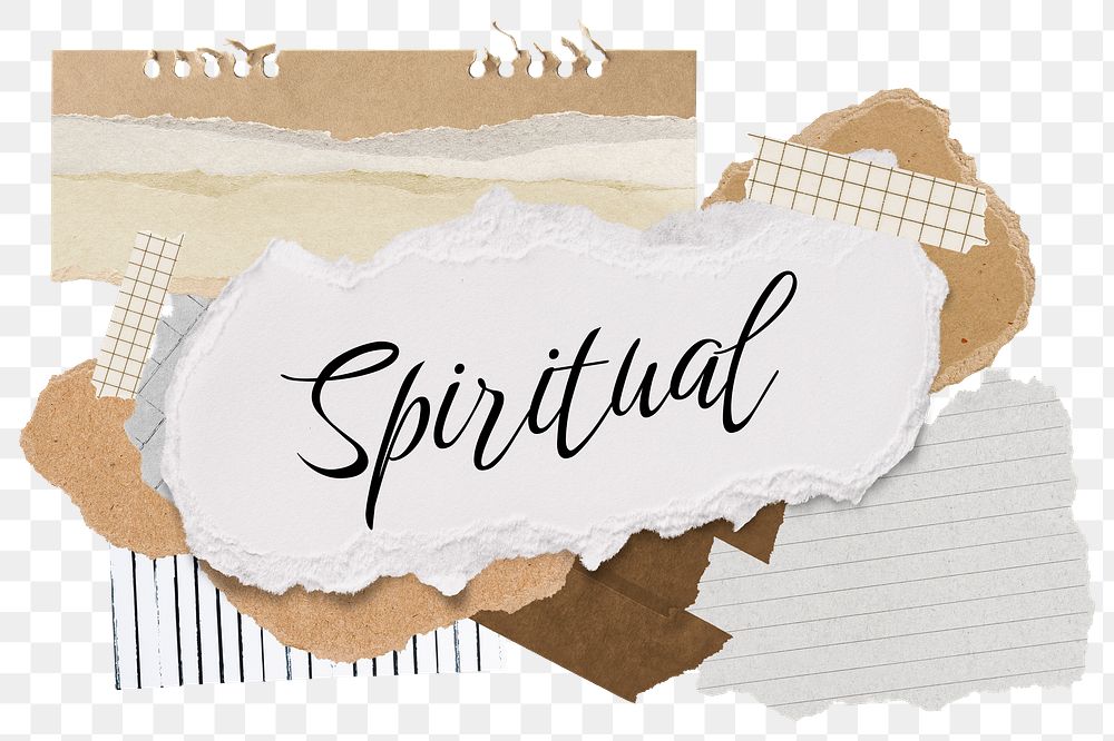 Spiritual png word sticker typography, aesthetic paper collage, transparent background